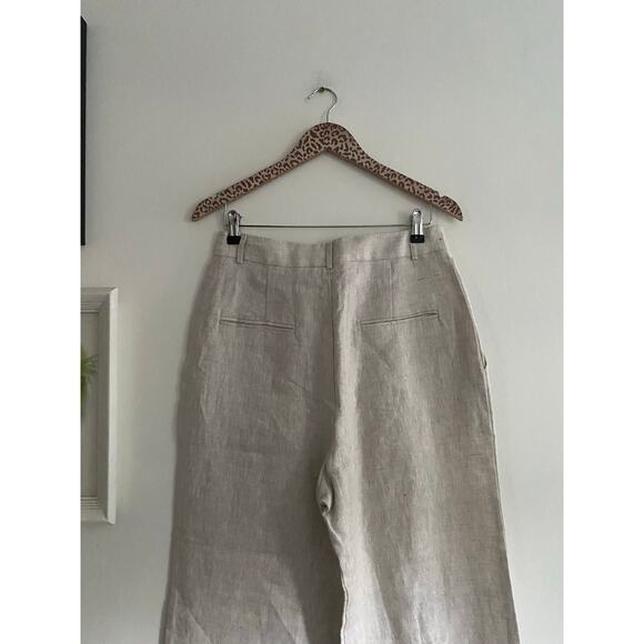 REFORMATION NWT Mason 100% Linen Oatmeal Tan Pants Size 8 - Picture 10 of 12